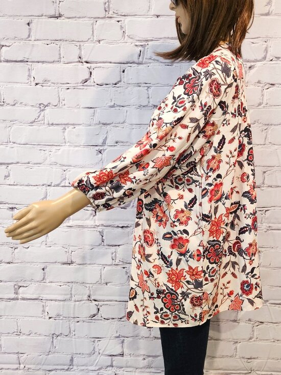 eSHAKTI! Red floral print puff sleeve lightweight blouse - Picture 6 of 8